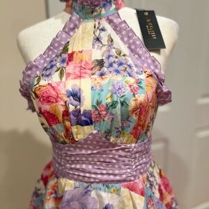 Aqua Blu Floral Patchwork Maxi Dress